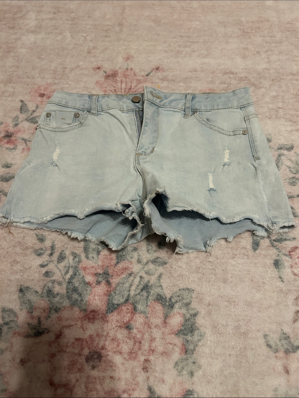 Light Blue Distressed Denim Shorts for Kids